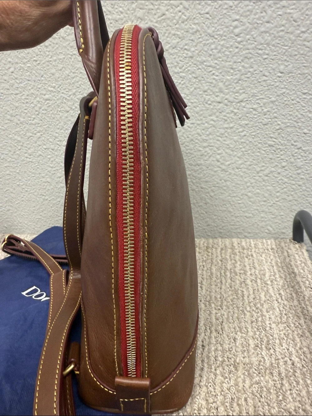 Dooney & Bourke Chocolate Brown Leather Dome Backpack